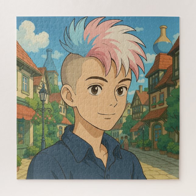 Quebra-cabeça Pessoa Transgênero com Anime Mohawk | LGBTQIA+  (Vertical)