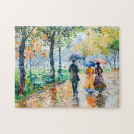 Quebra-cabeça Pessoas com guarda-chuvas no parque