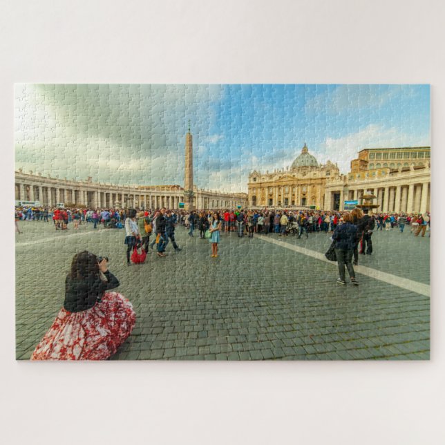 Quebra-cabeça Pessoas na praça Santo Peter, Roma, Itália (Horizontal)