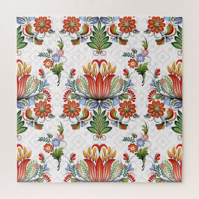 Quebra-cabeça Petrykivka: Flores Ucranianas. (Vertical)