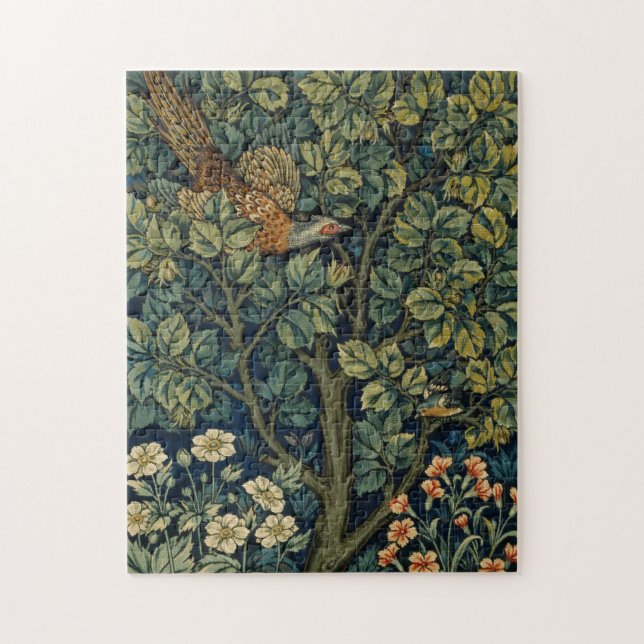 Quebra-cabeça Pheasant Pássaro Árvore Floresta William Morris (Vertical)