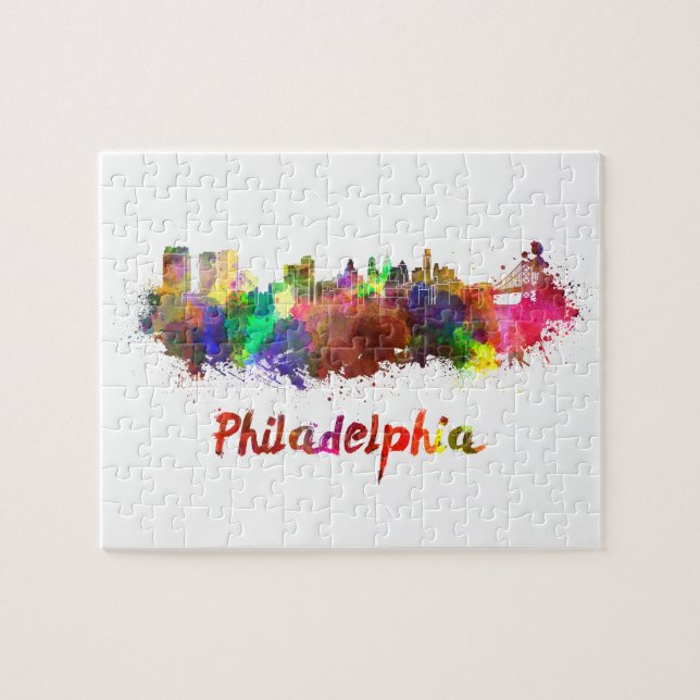 Quebra-cabeça Philadelphia skyline in watercolor (Horizontal)