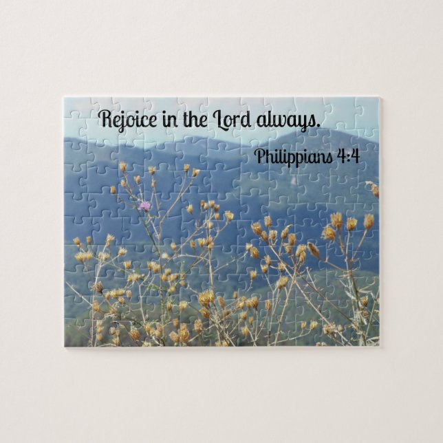 Quebra-cabeça Philippians 4:4 Rejubilam no Senhor sempre. (Horizontal)