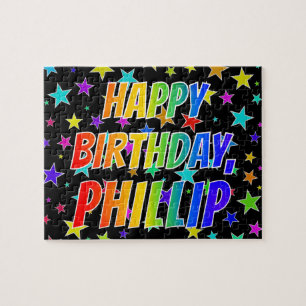 Quebra-cabeça "PHILLIP" Primeiro Nome, Diversão "FELIZ ANIVERSÁR