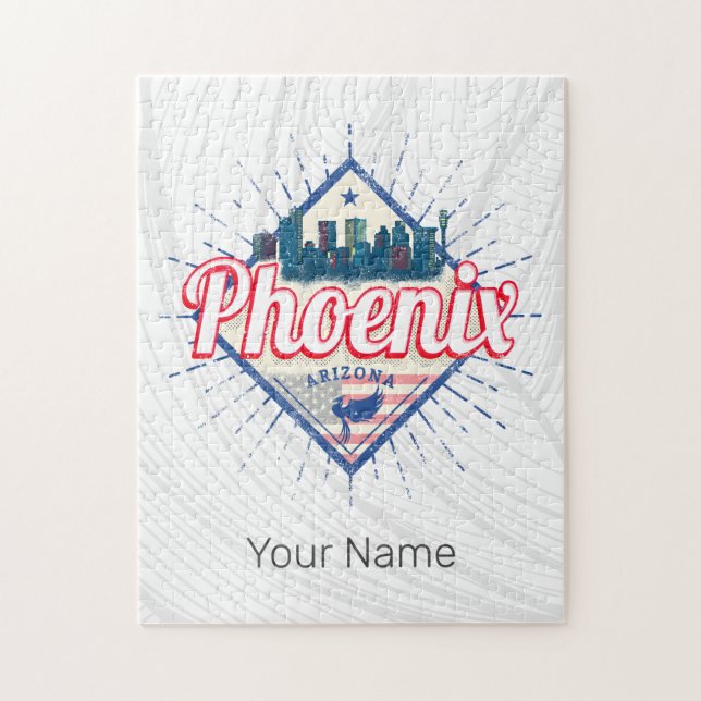 Quebra-cabeça Phoenix Arizona EUA Skyline Vintage EUA (Vertical)