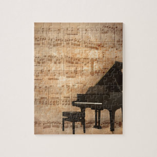 Quebra-cabeça Piano de cauda com notas da música