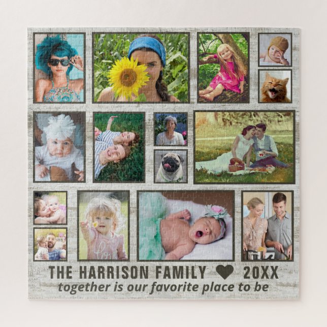 Quebra-cabeça Pic Square Da Família Personalizada De Madeira Rus (Vertical)