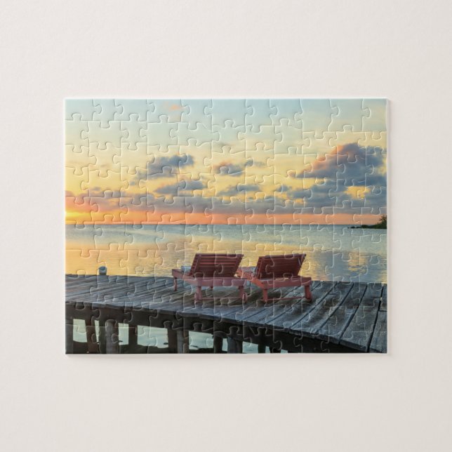 Quebra-cabeça Pier com vista para o oceano, Belize (Horizontal)