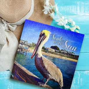 Quebra-cabeça Píer Pelicano Pelican Bird Foto de Praia Costeira,