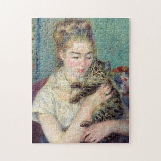 Quebra-cabeça Pierre-Auguste Renoir - Mulher com um Gato (Vertical)