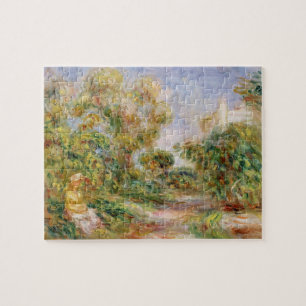 Quebra-cabeça Pierre uma mulher de Renoir em uma paisagem