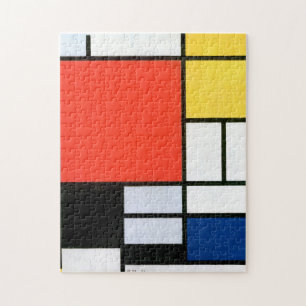 Quebra-cabeça Piet Mondrian Composição Vermelho Amarelo Azul