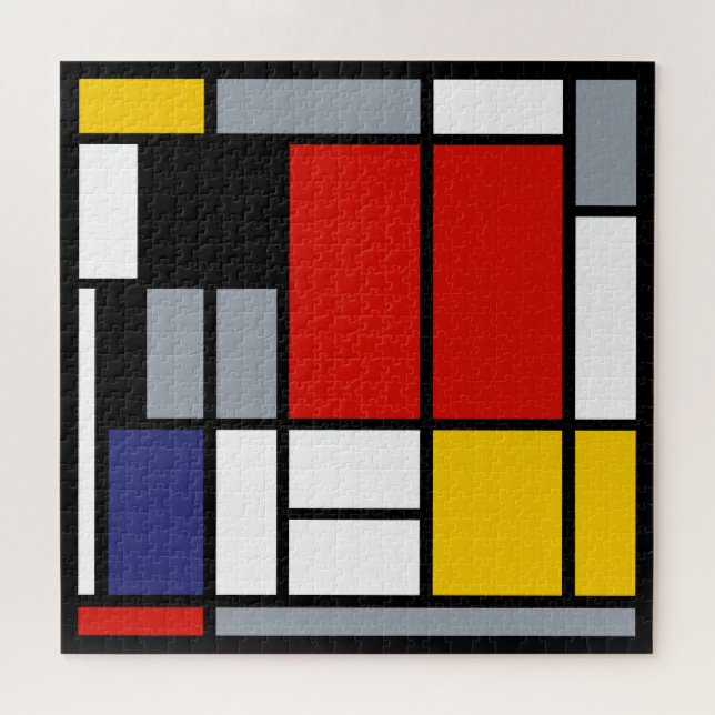 Quebra Cabeça Mondrian - Composição com Vermelho, Amarelo e Azul