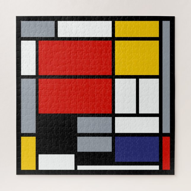 Quebra-cabeça Piet Mondrian, grande composição com plano vermelh (Vertical)