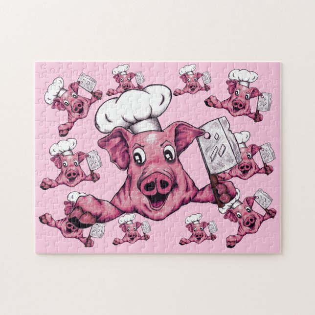 Quebra-cabeça Piggy O Cartoon Hamicidal Maniac Pig Chef Art (Horizontal)