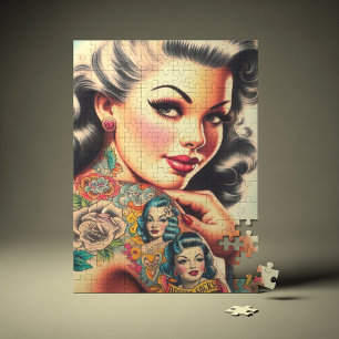 Quebra-cabeça Pin-up de Tatuagem na Escola Antiga