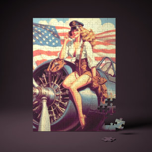Quebra-cabeça Pin-up do avião de Vintage