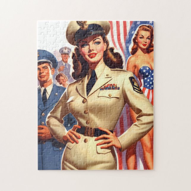 Quebra-cabeça Pin-up Militar Retroativo (Vertical)