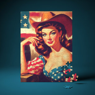 Quebra-cabeça Pin-up Retro de Cowgirl Americana