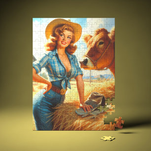 Quebra-cabeça Pin-up Vintage Fofo Cowgirl