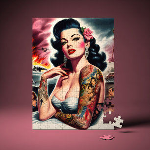 Quebra-cabeça Pin-up Vintage Tatuada