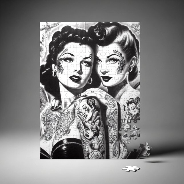 Quebra-cabeça Pin-ups Tatuadas Vintage (Criador carregado)