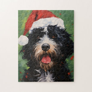 Quebra-cabeça Pincel de Natal de cão de água português