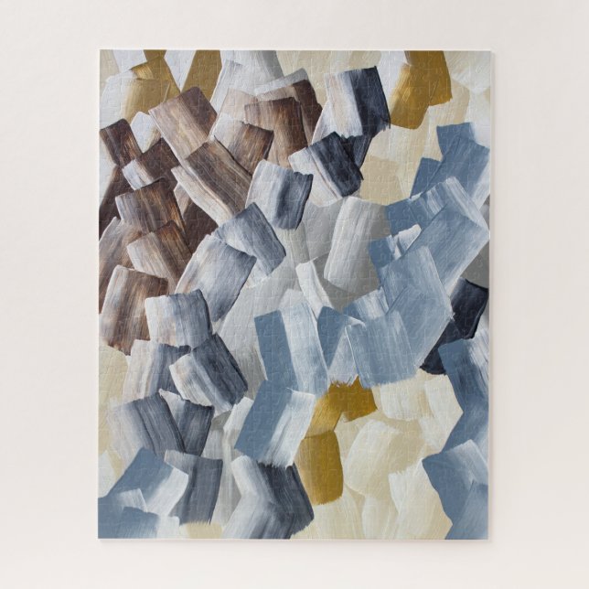 Quebra-cabeça Pinceladas Abstratas em Tons Neutros e Terrosos (Vertical)