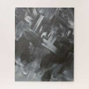 Quebra-cabeça Pinceladas Abstratas Monocromáticas Preto e Branco