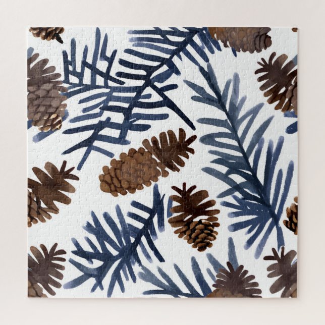 Quebra-cabeça Pine Cones & Branches | Impressão de inverno por A (Vertical)