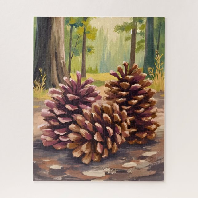 Quebra-cabeça Pine Cones | Fall Autumn Watercolor Forest (Vertical)