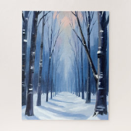 Quebra-cabeça Pine Forest Winter Woodland Watercolor Painting