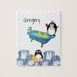 Quebra-cabeça Pinguim Amarelo Pinguim Branco e Pre