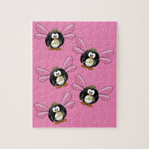 Quebra-cabeça Pinguim Anjo Rosa com Varinha Mágica