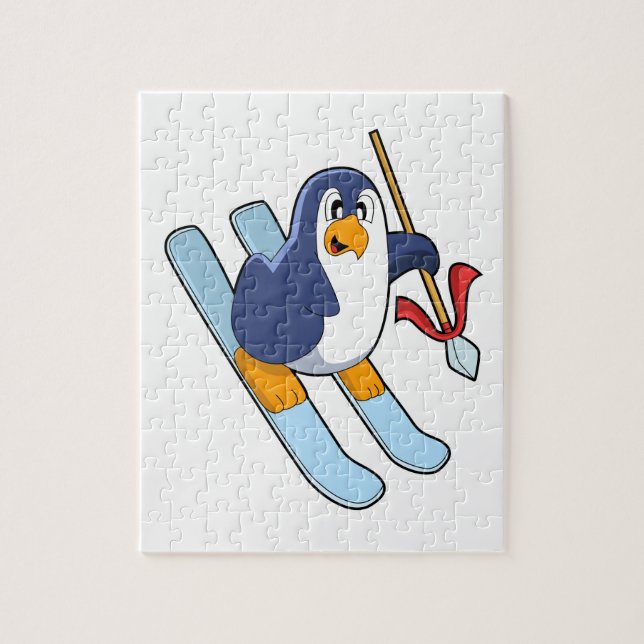 Quebra-cabeça Pinguim com esqui (Vertical)