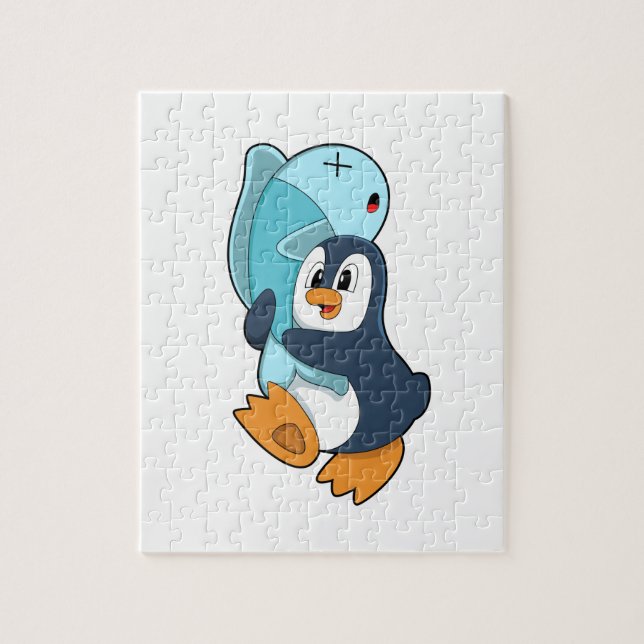 Quebra-cabeça Pinguim com Peixe (Vertical)
