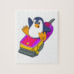 Quebra-cabeça Pinguim como cabeleireiro com Razor