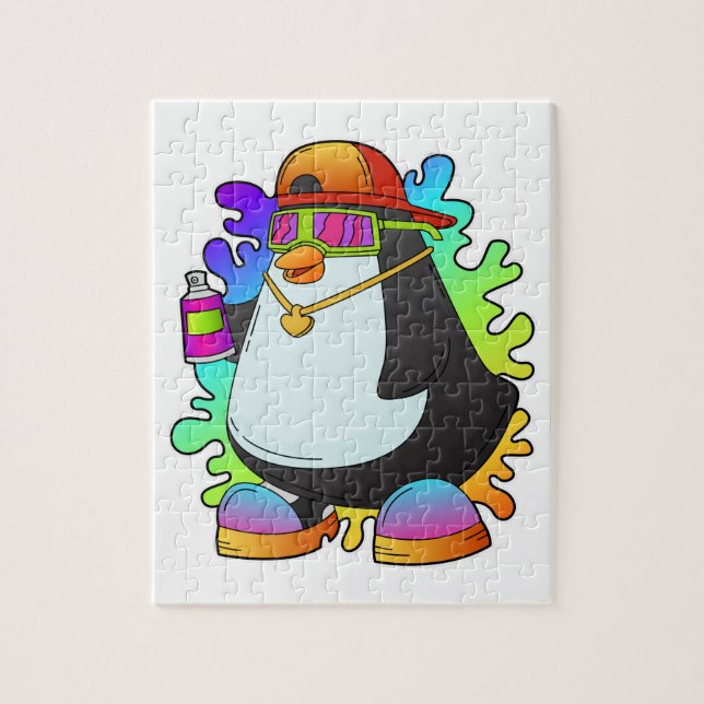Quebra-cabeça Pinguim como Pintor com Spray (Vertical)
