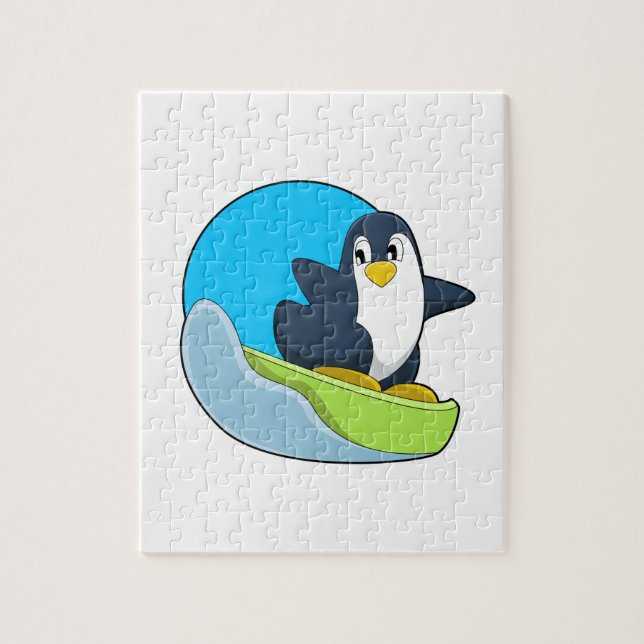 Quebra-cabeça Pinguim como Snowboarder com Sonowboard.PNG (Vertical)