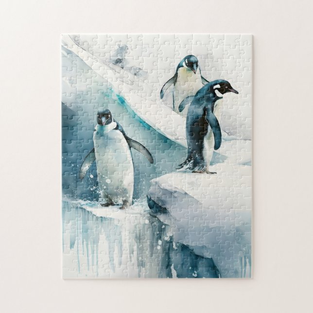 Quebra-cabeça Pinguim de Aquarela Bastante (Vertical)