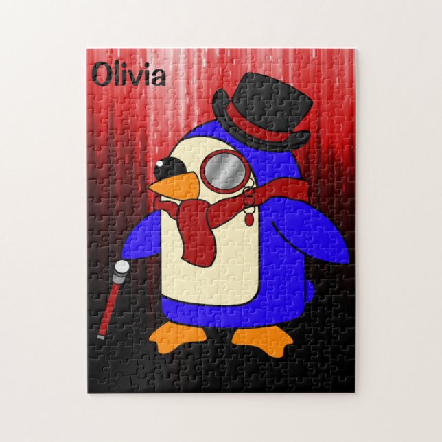 Quebra-cabeça Pinguim-de-cartoon branco vermelho e preto (Vertical)