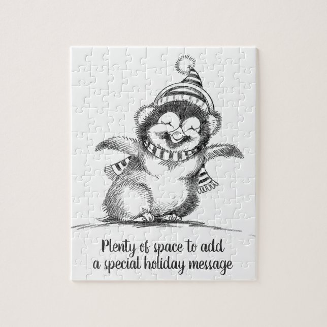 Quebra-cabeça Pinguim de Natal Fofo, passarinho bebê feliz (Vertical)