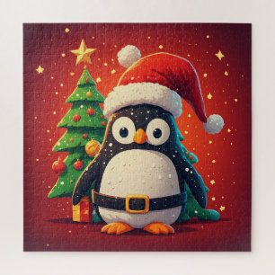 Quebra-cabeça 🐧 Pinguim Divertido Papai Noel Luzes de Natal Tem