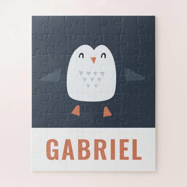 Quebra-cabeça pinguim engraçado e festivo, crianças personalizad (Vertical)