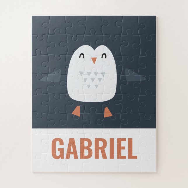 Quebra-cabeça pinguim engraçado e festivo, crianças personalizad (Vertical)