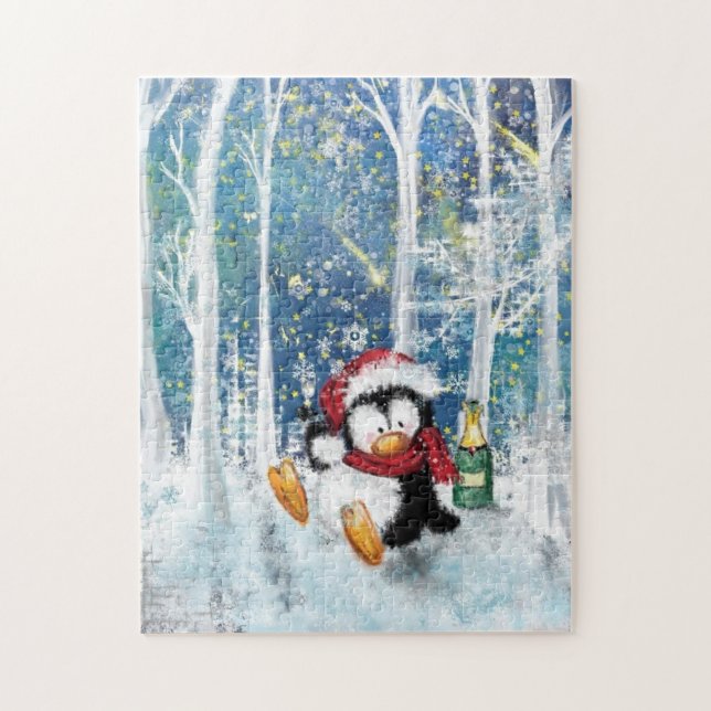Quebra-cabeça Pinguim Feliz - Feliz Natal - Bonito - (Vertical)