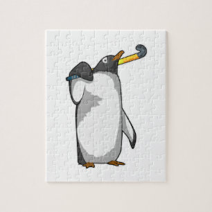 Quebra-cabeça Pinguim no Hockey com palito de hóquei