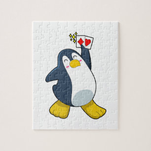 Quebra-cabeça Pinguim no Poker com cartões Poker