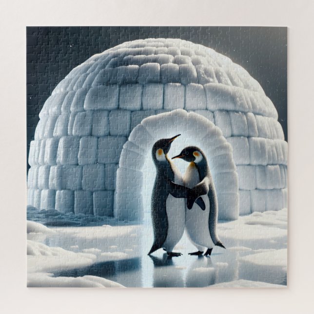 Quebra-cabeça Pinguins Dançando Lentamente Por Igloo (Vertical)