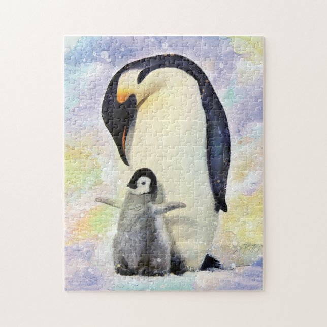Quebra-cabeça Pinguins imperadores com Pintinho (Vertical)